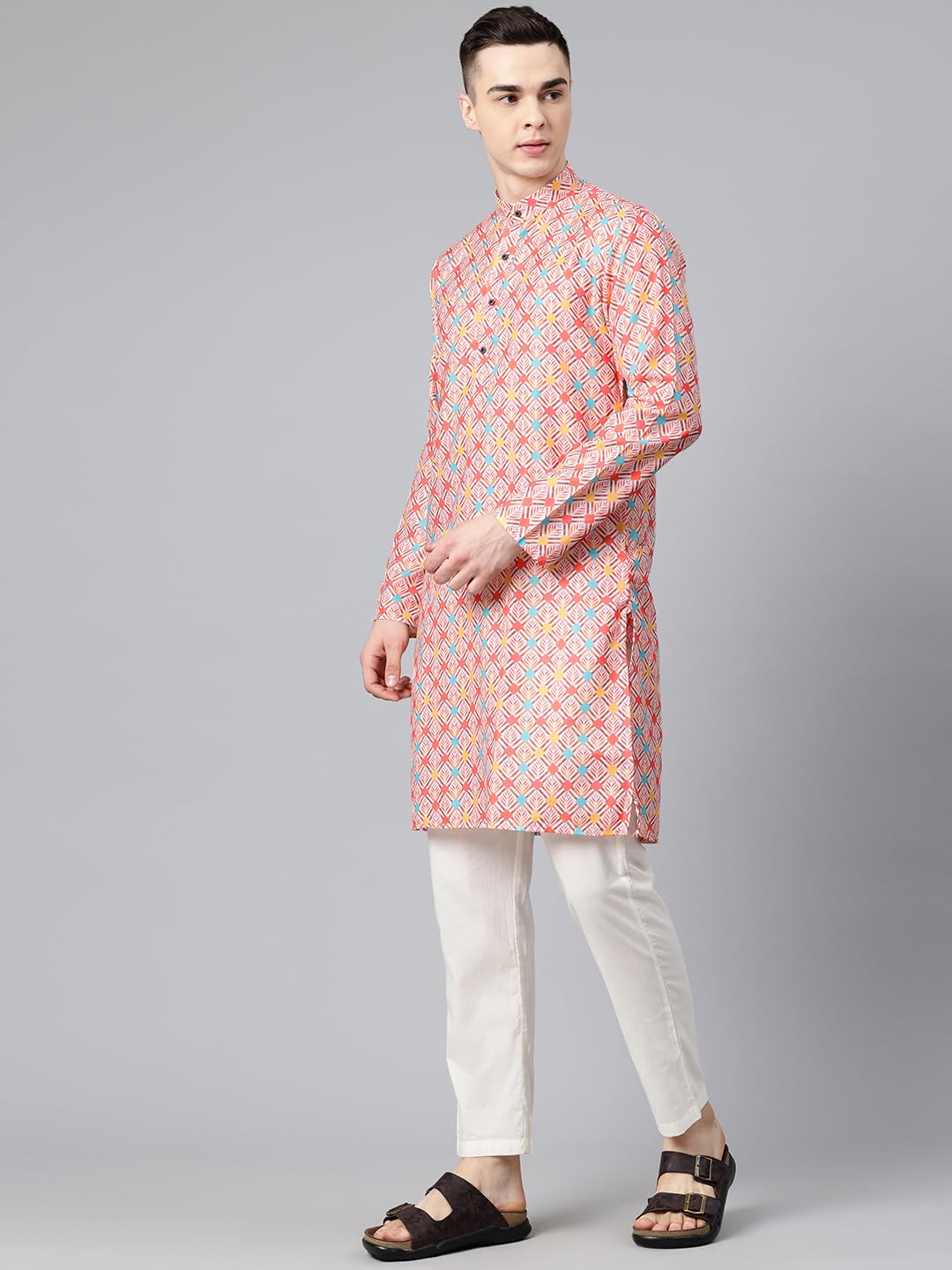Luxrio Printed Kurta for Men Cotton Blend Linen
