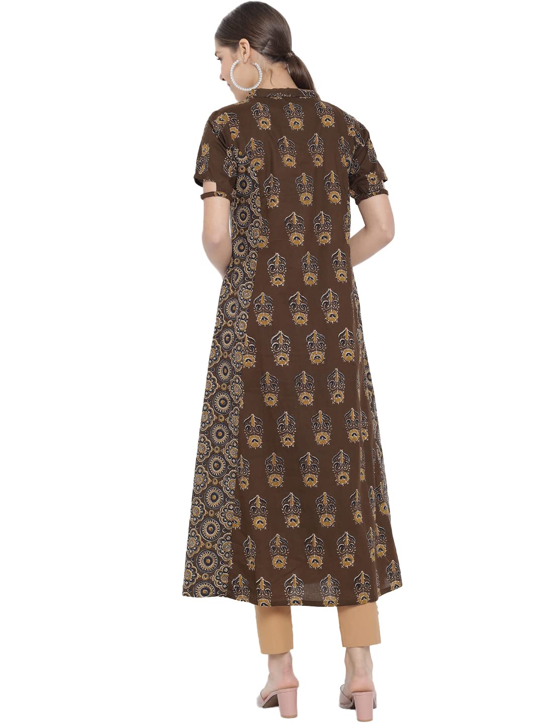 Yash Gallery Women's Cotton Relaxed Fit A Line Kurta