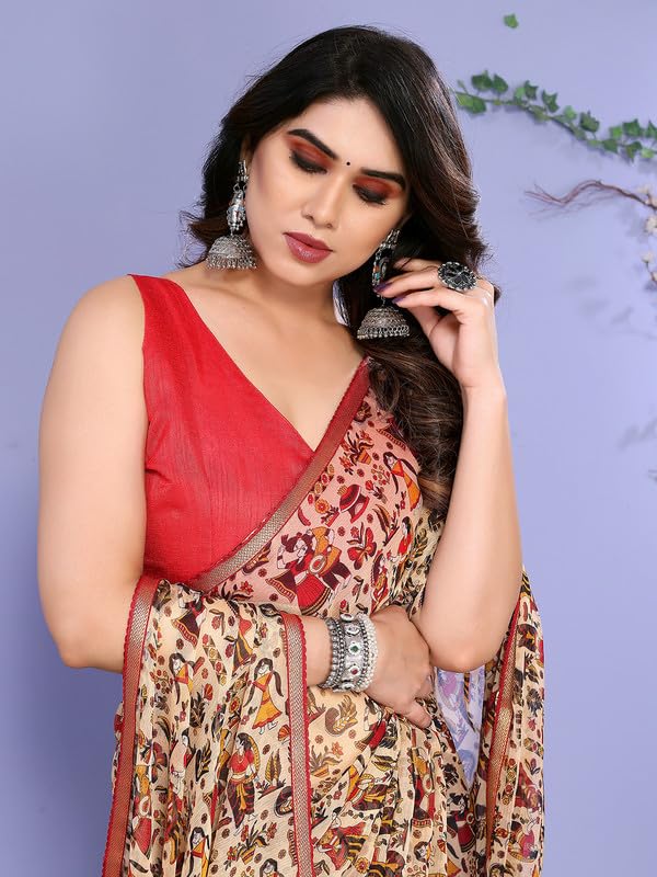 Women's Lace & Printed Chiffon Saree