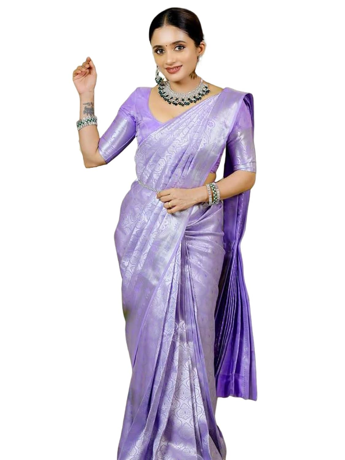 Silk Blend Banarasi Saree with Unstitched Blouse Piece