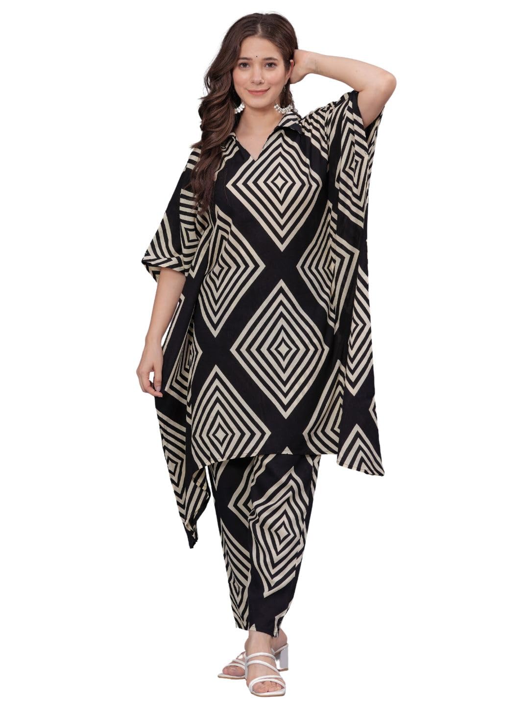 rytras Rayon Women's Printed Kaftan Kurta Pant Set