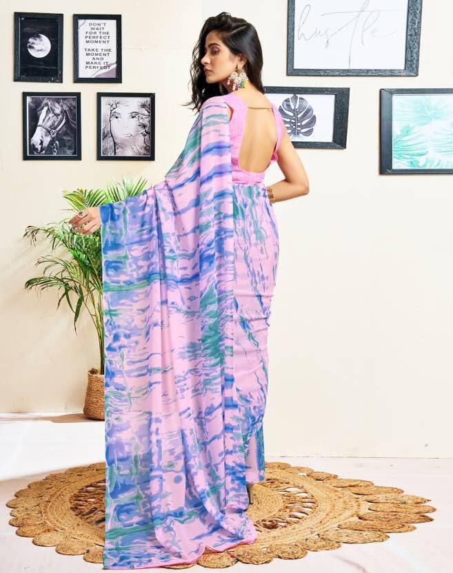 FASHION Women's Georgette Floral Printed Saree