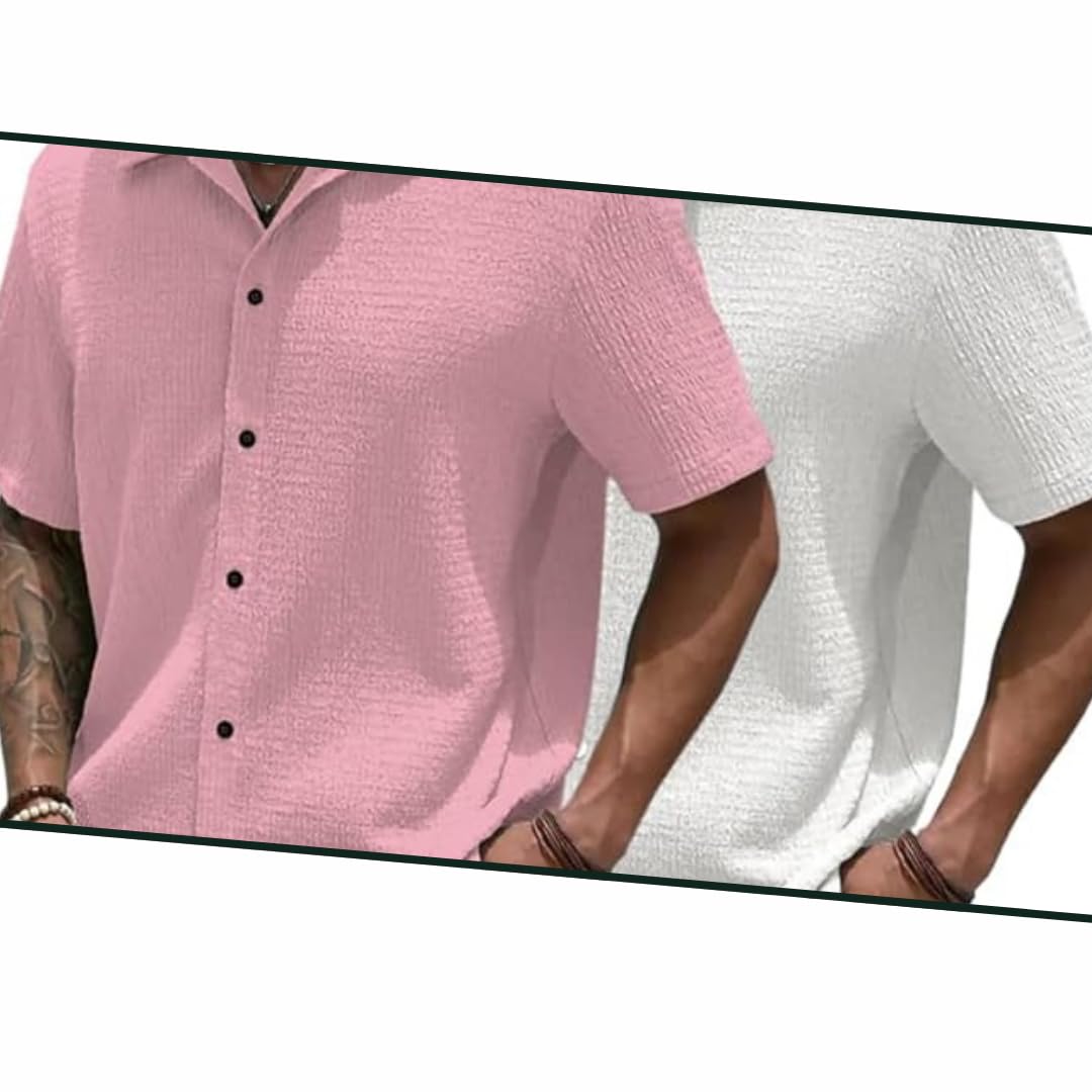 MiraMichi Men's Slim Fit Half Sleeve Polycotton Casual