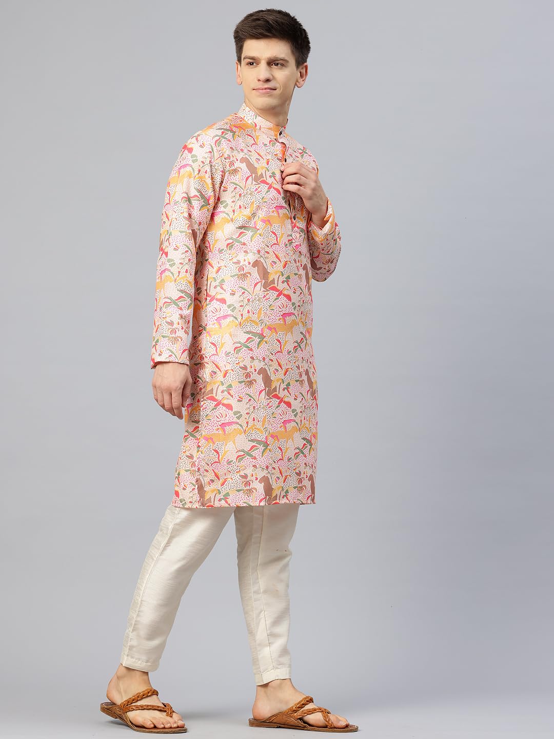 Luxrio Printed Kurta for Men Cotton Blend Linen
