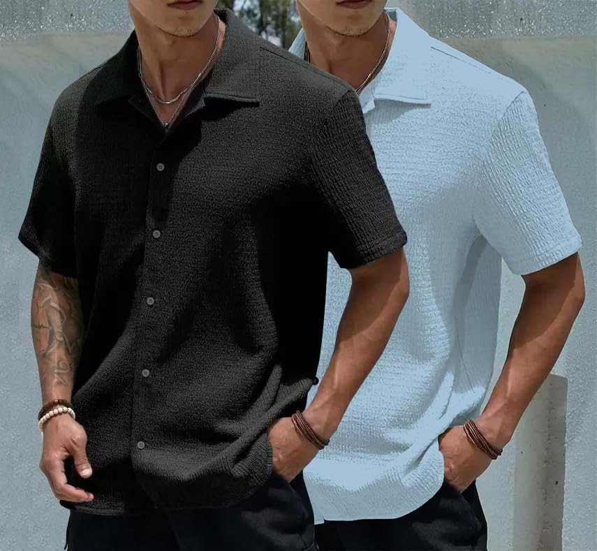 MiraMichi Men's Slim Fit Half Sleeve Polycotton Casual
