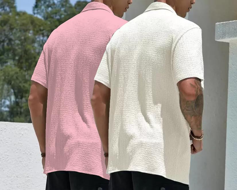 MiraMichi Men's Slim Fit Half Sleeve Polycotton Casual