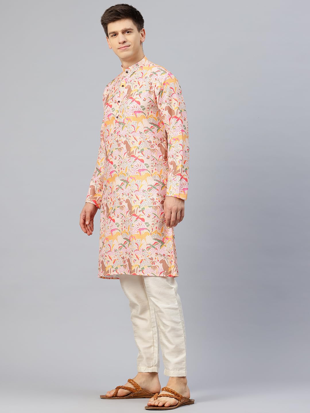 Luxrio Printed Kurta for Men Cotton Blend Linen