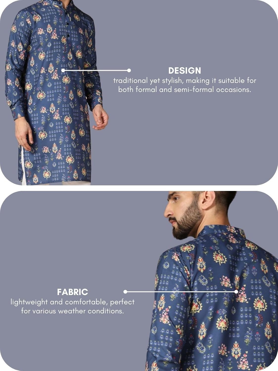 Leriya Fashion Men's Kurta | Rayon Printed Kurta