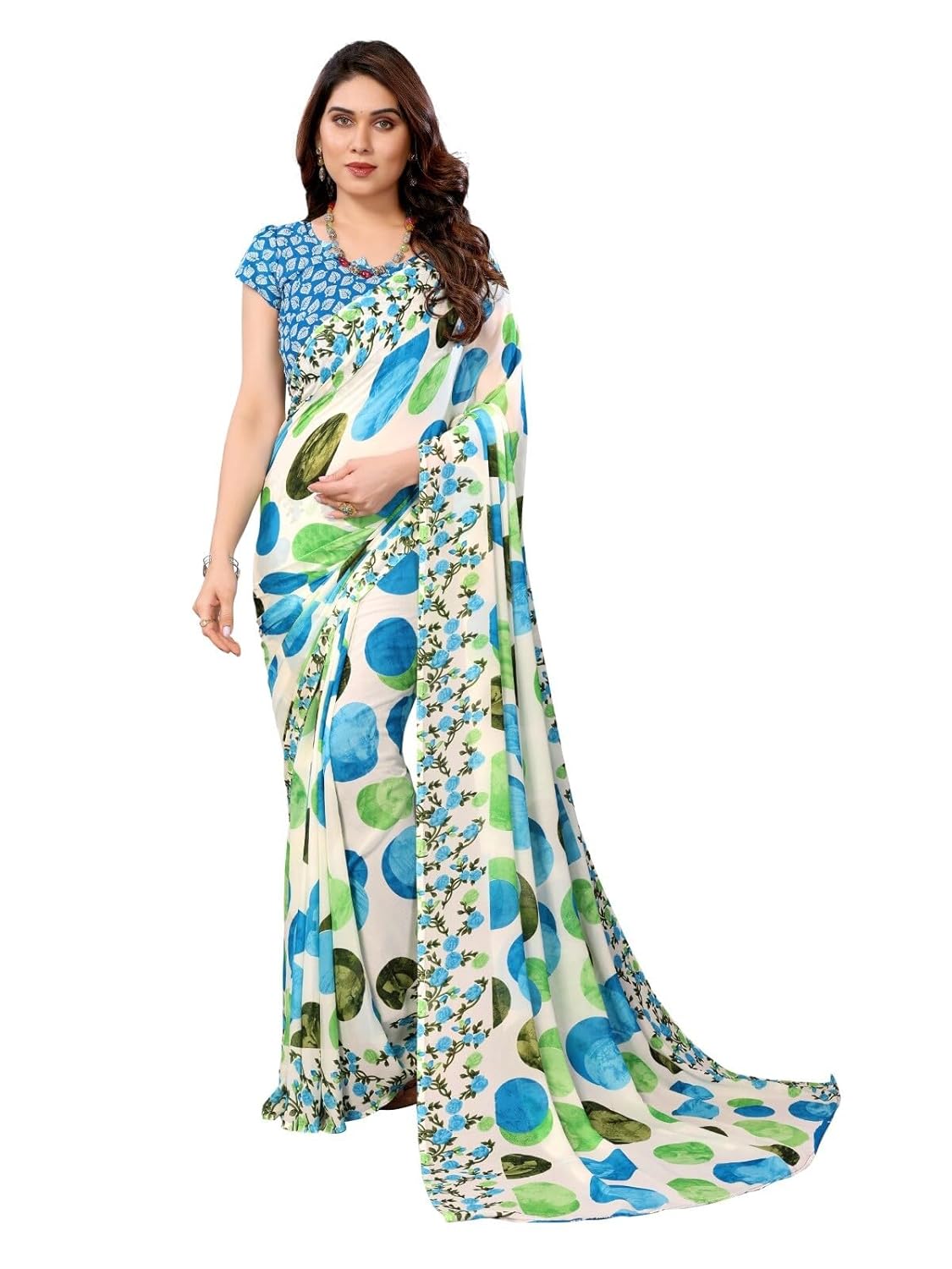 FASHION Women's Georgette Floral Printed Saree