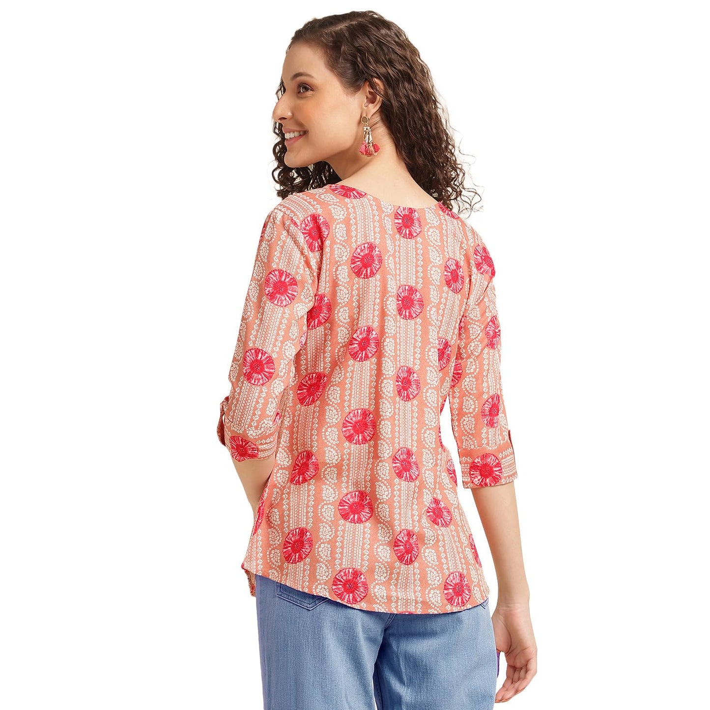 NAINVISH Tops for Women Printed Regular Fit Shirt Top for Women|Tops for Women Stylish Latest|Office Wear Tops for Women|Cotton Blend Tops for Women