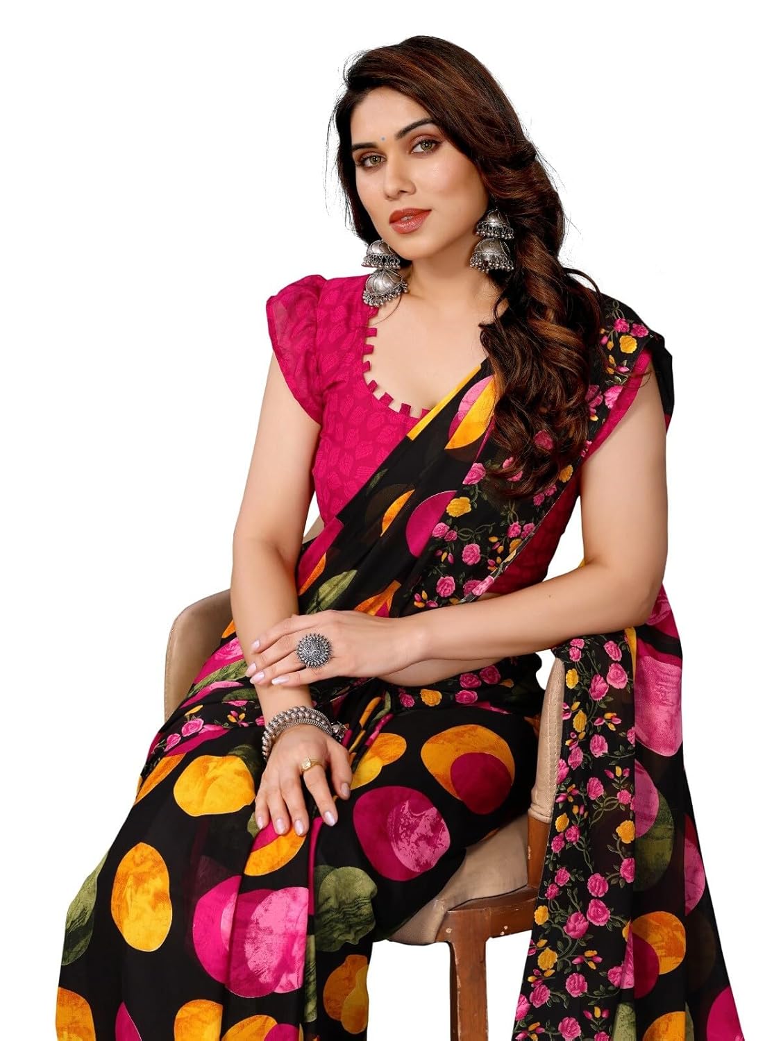FASHION Women's Georgette Floral Printed Saree