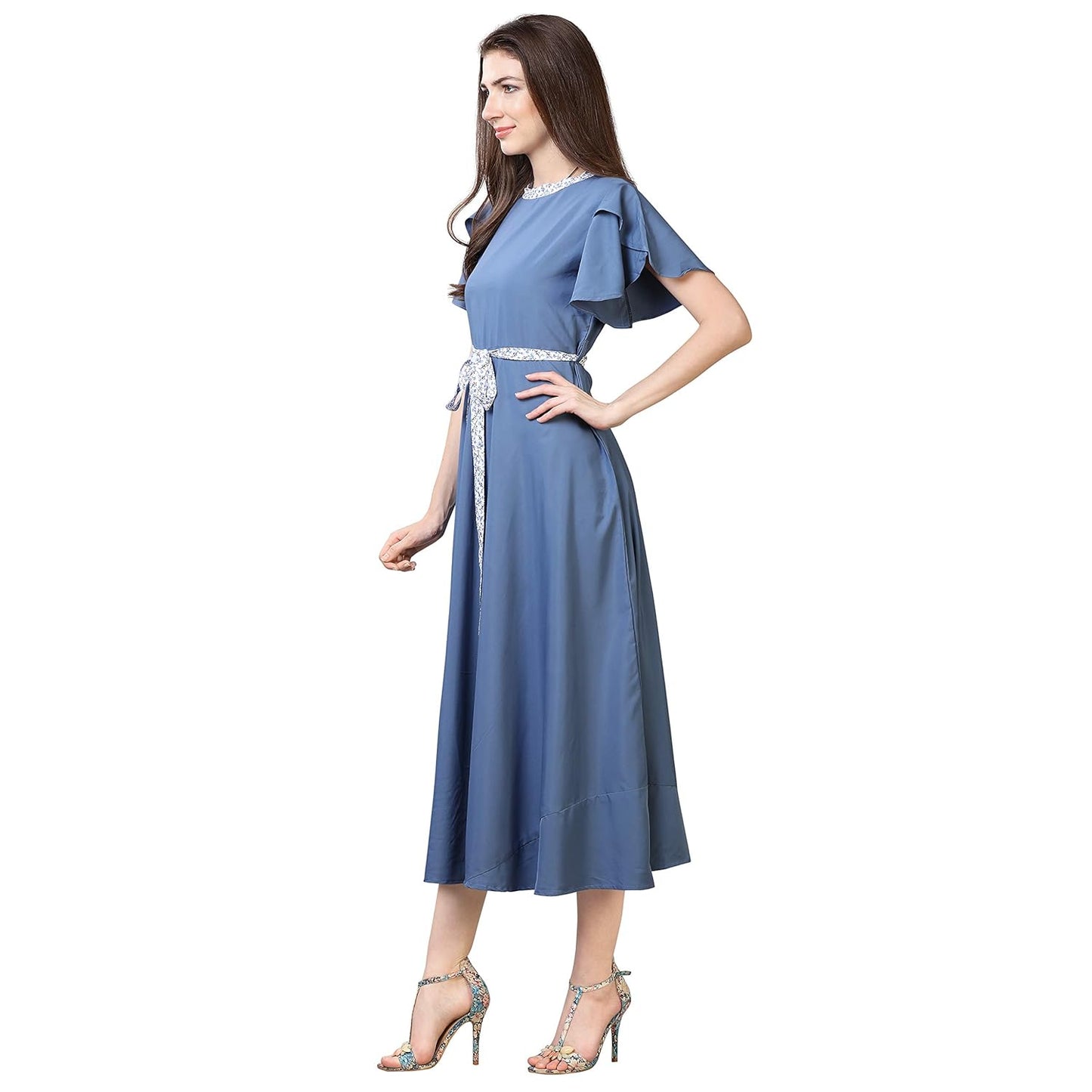 OOMPH! Women's Crepe A-Line Maxi Dress