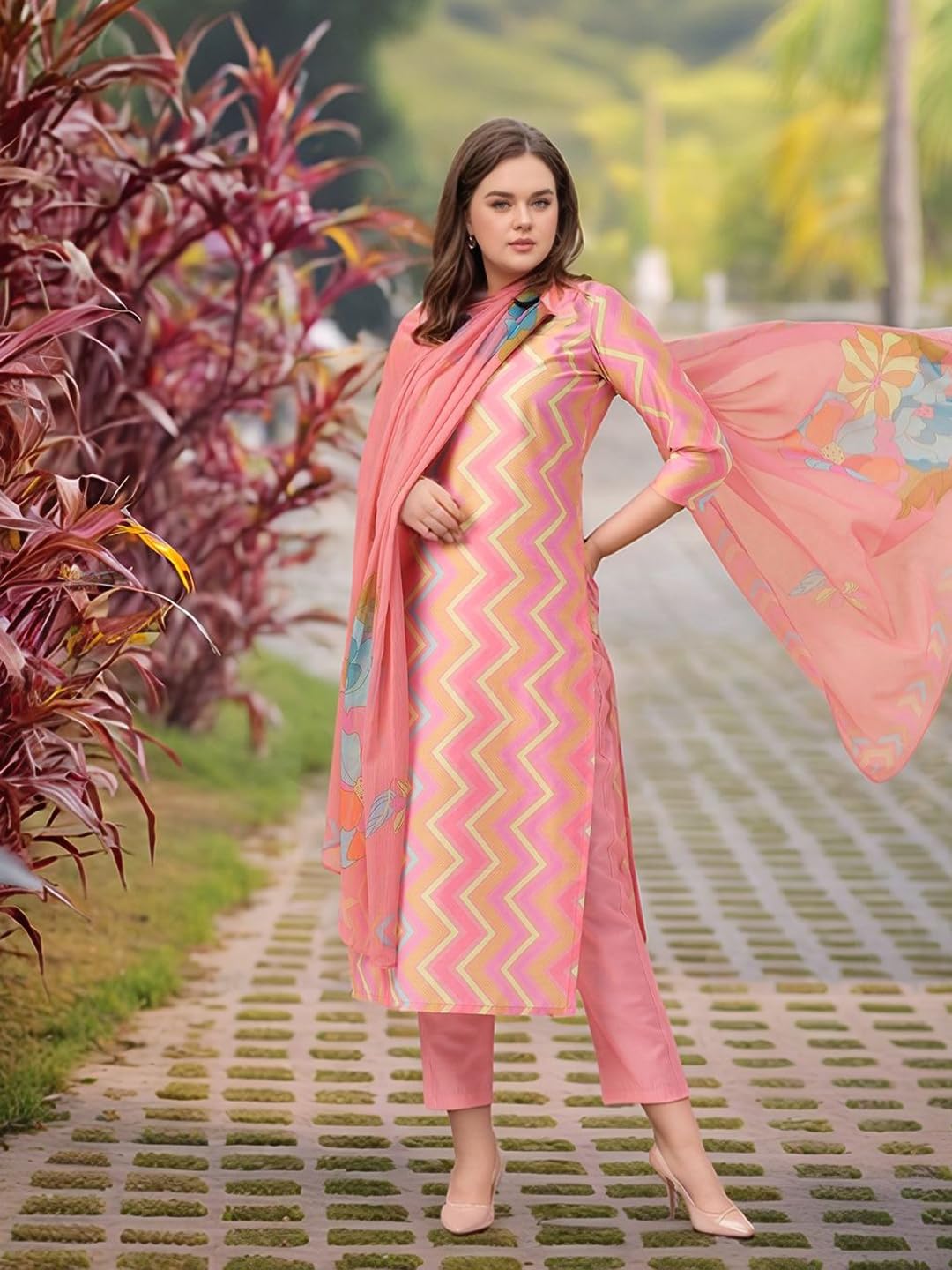 GoSriKi Women's Rayon Viscose Straight Printed