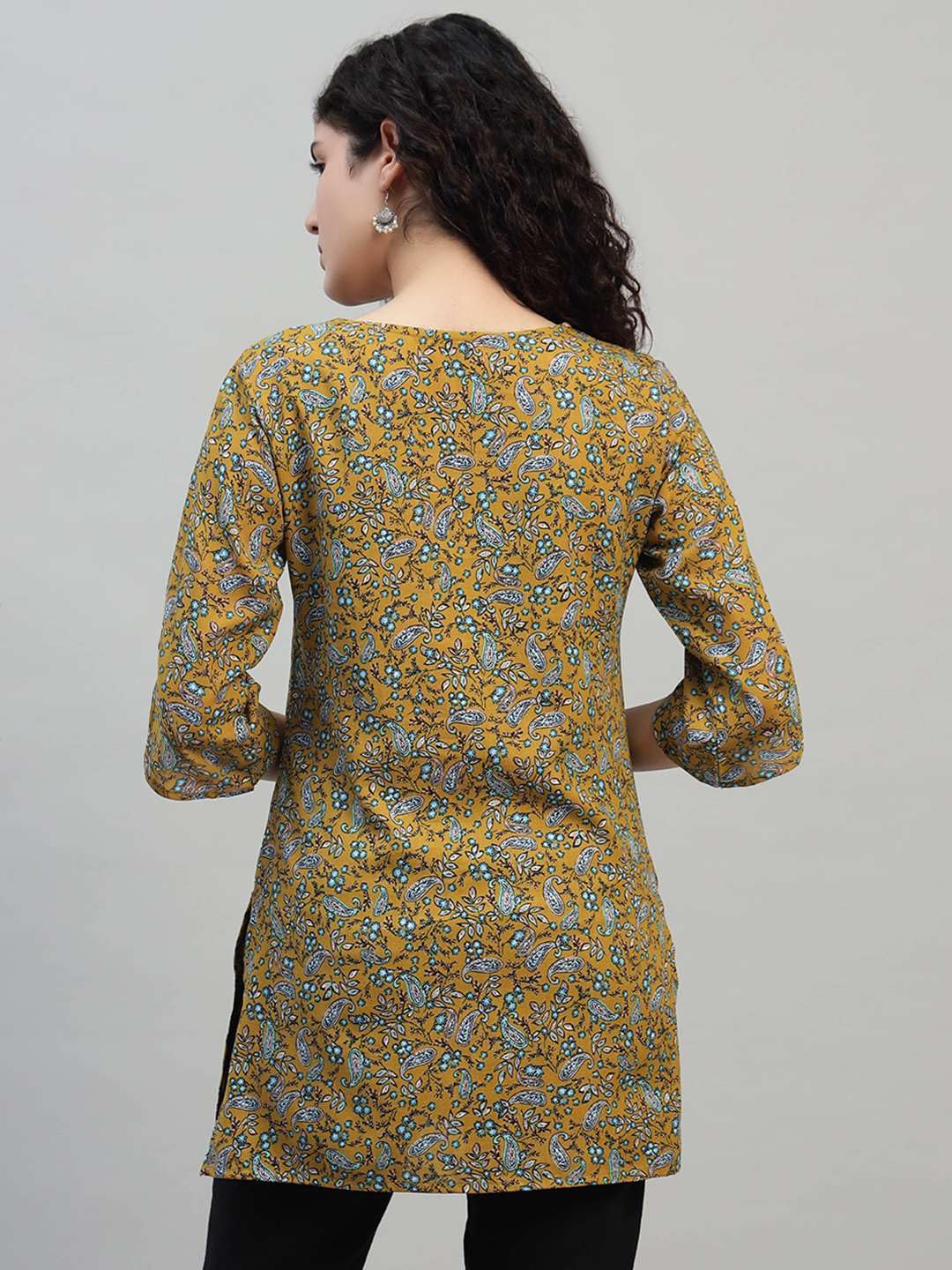 VEERSTOW Women's Cotton Short Kurti 3/4 Sleeve