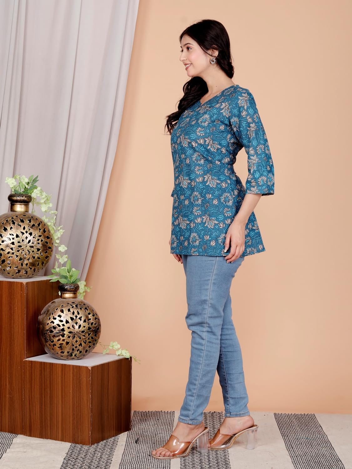 Women's Casual Jaipuri Cotton Printed Short Kurta