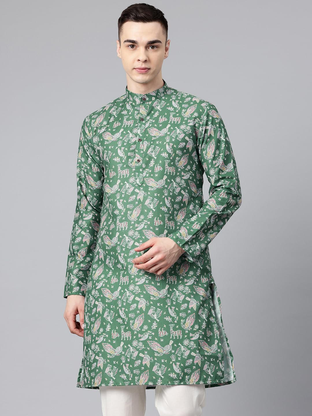 Luxrio Printed Kurta for Men Cotton Blend Linen
