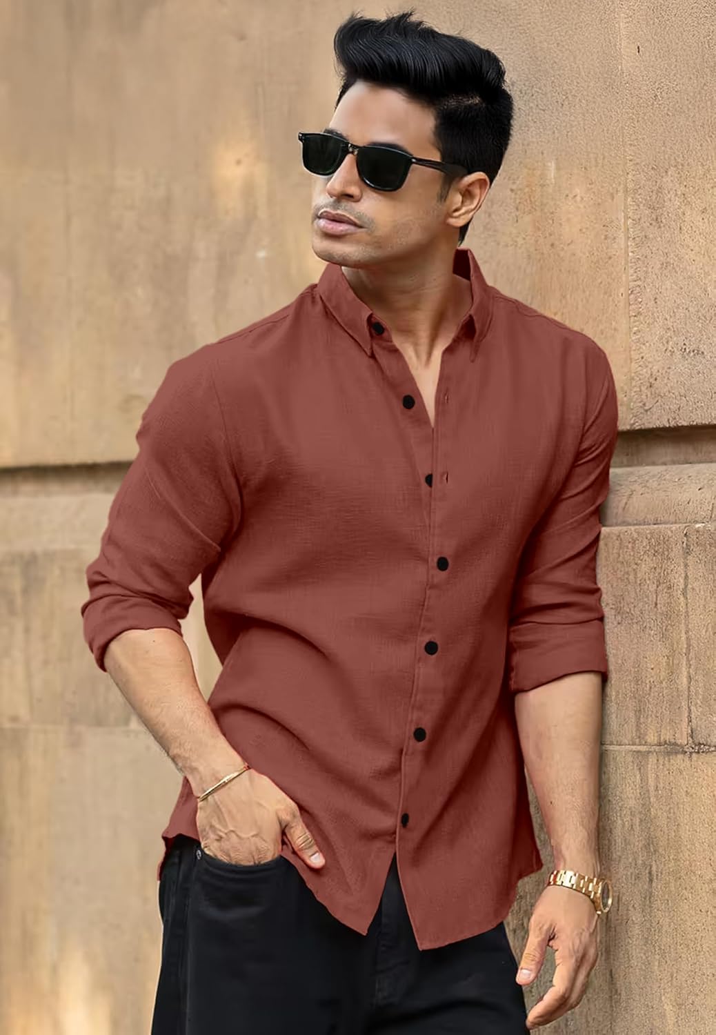 RAIZAX Men Linen Cotton Full Sleeve Shirt for Man