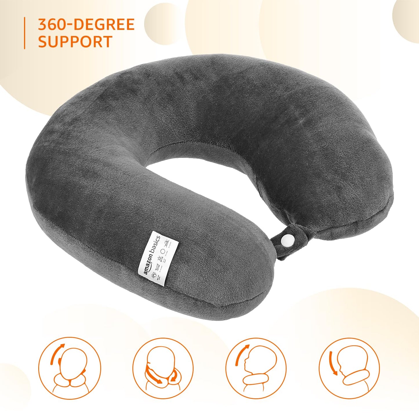 amazon basics Travel Neck Pillow | Soft Velvet Fabric