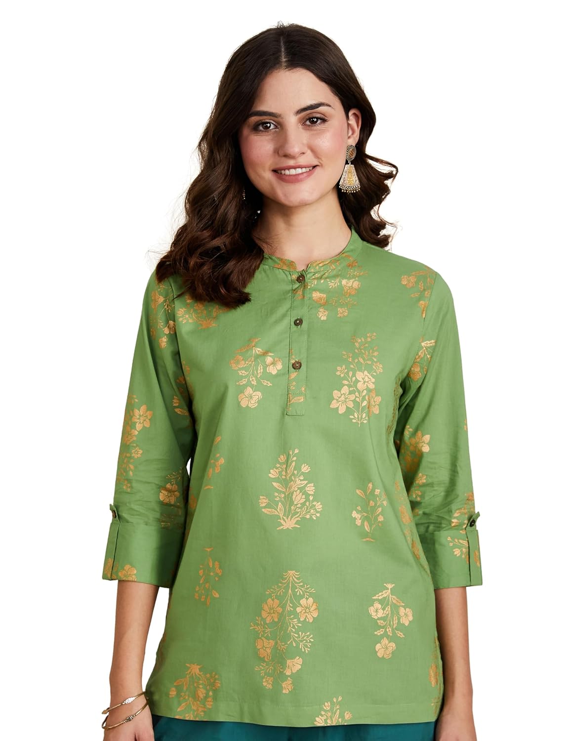 Myx Women's Printed Regular Cotton Short Kurti