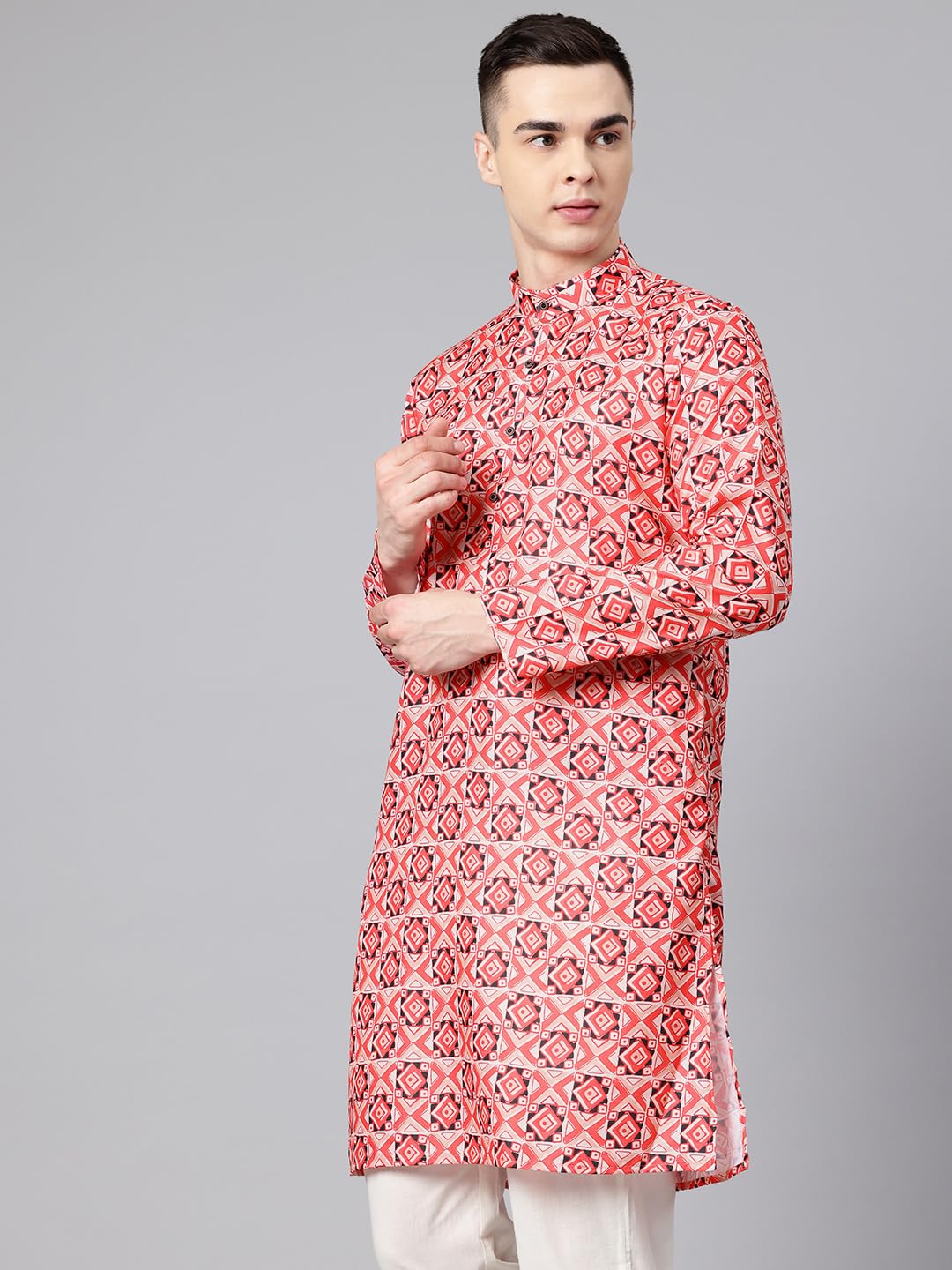 Luxrio Printed Kurta for Men Cotton Blend Linen