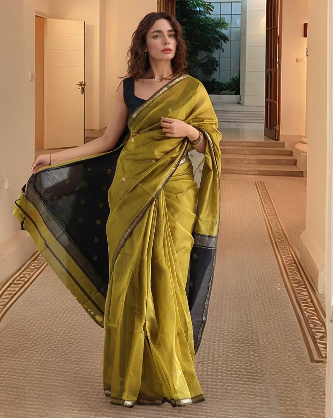 Women’s Printed Banarasi Cotton Silk Saree
