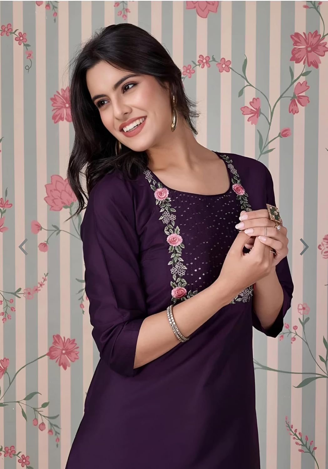Women's Rayon Solid Plain v Neck Kurta Trouser/Pant Set