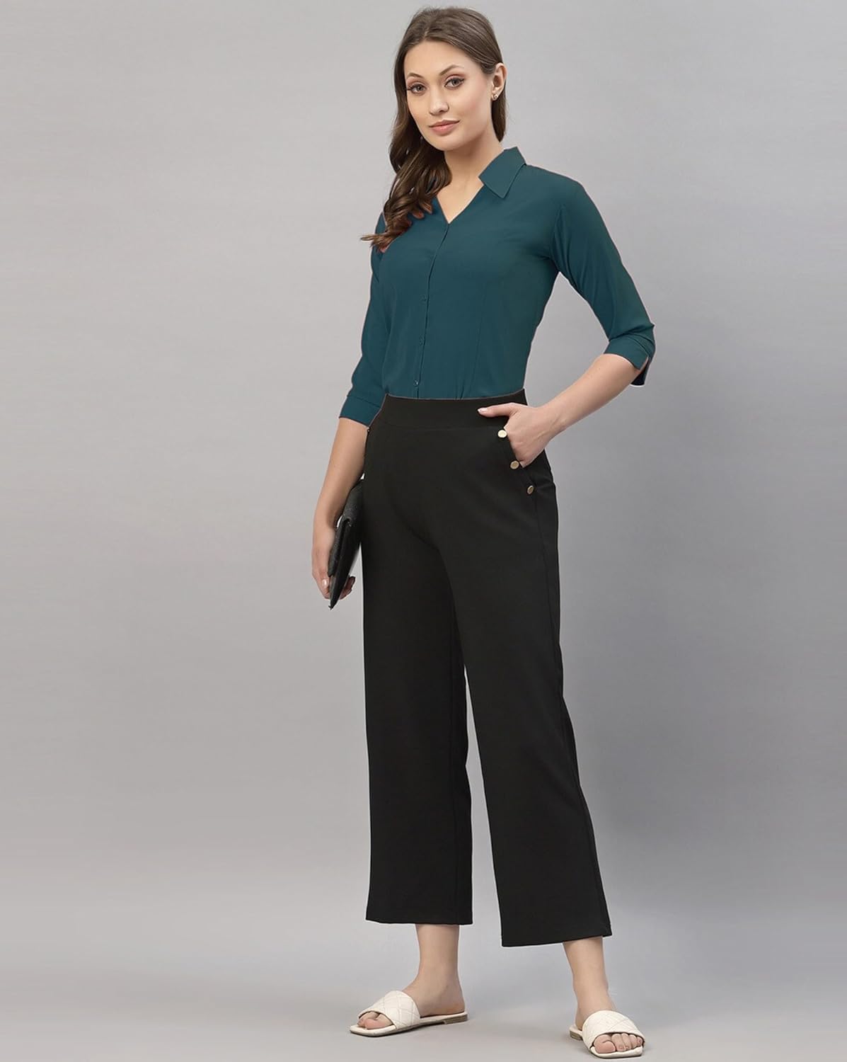 ETHIC GLANCE Women's Poly Viscose Button-Down
