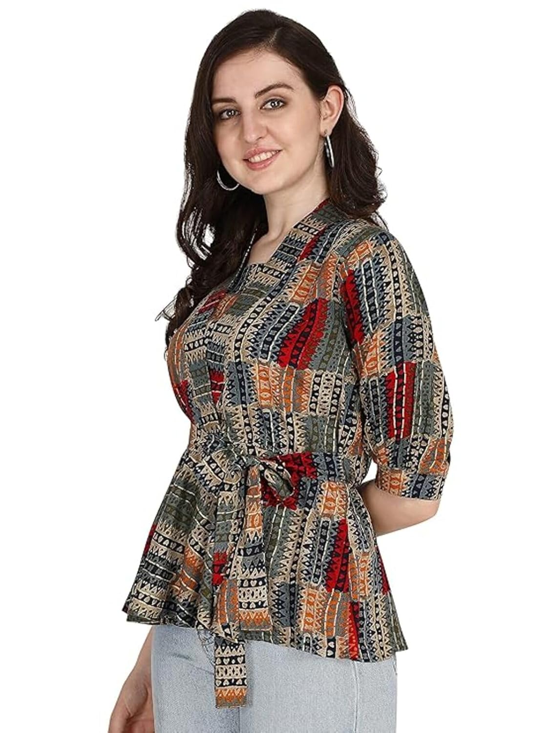 Leriya Fashion Women's Printed Regular Fit Top with Half Sleeves for Office Wear, Casual Wear, Under 399 Top for Women/Girls Top
