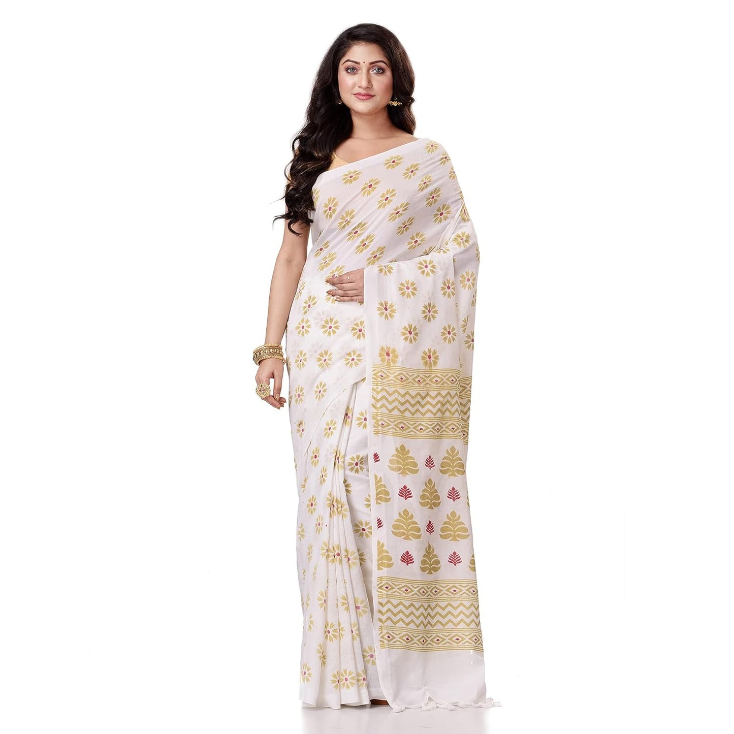 Women`sl Tant Work Design Soft Saree With Blouse Piece