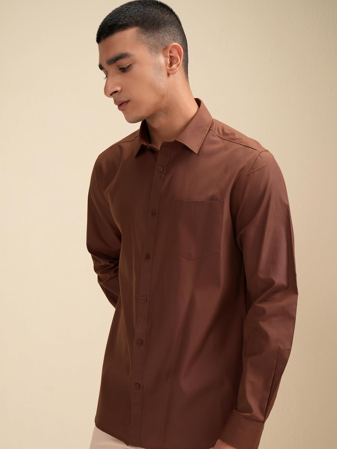 Highlander Men's Solid Slim Fit Shirt
