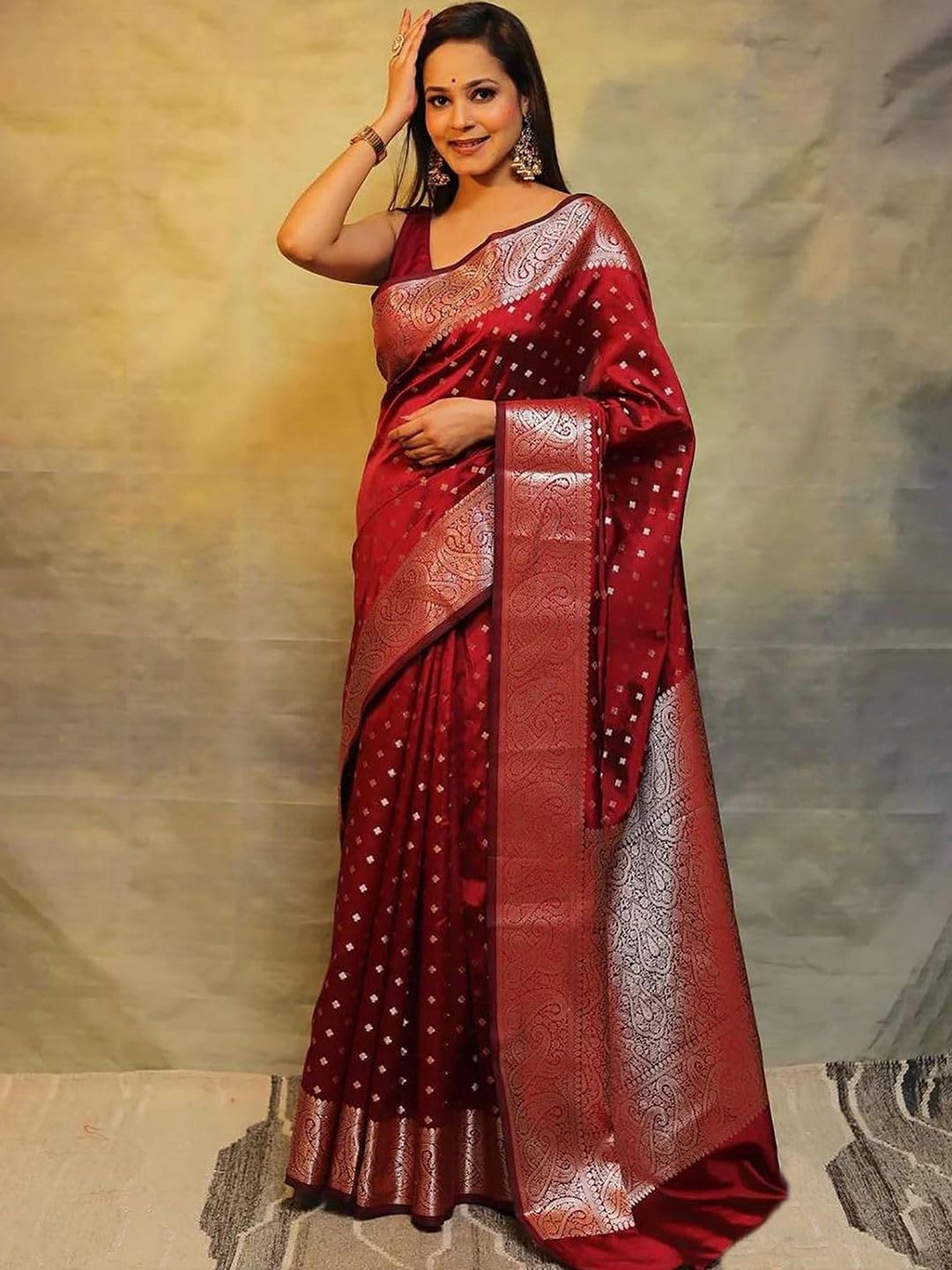Women's Cotton Silk Woven Saree with Blouse Material