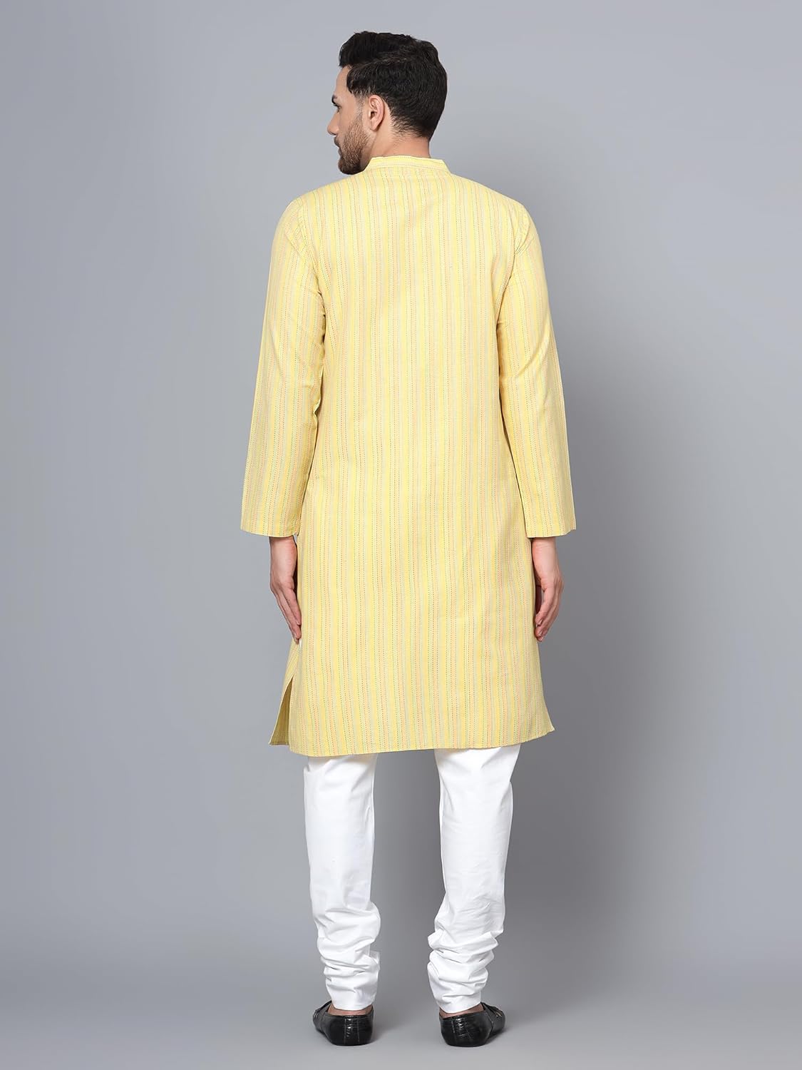 CHIKAN Men's Cotton Regular Striped Knee Lenght Kurta