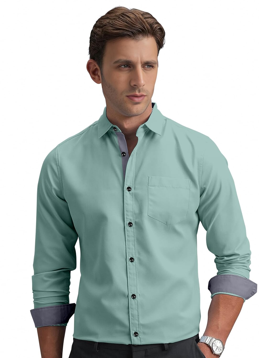 Shirt's Collection Solid Pattern Shirt(Contrast - Parent)