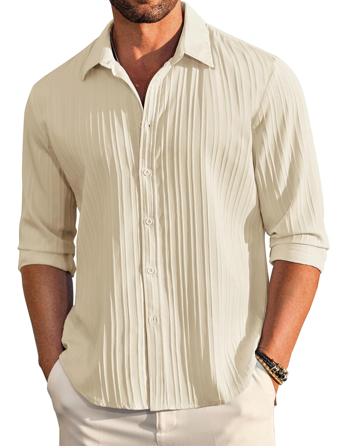 DEELMO Men's Casual Button Down Shirts Long Sleeve