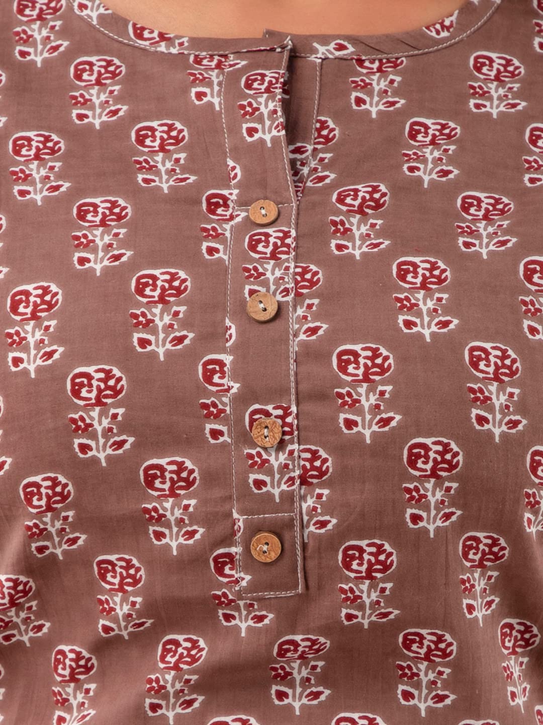 feranoid Women Cotton Printed Straight Short Kurti