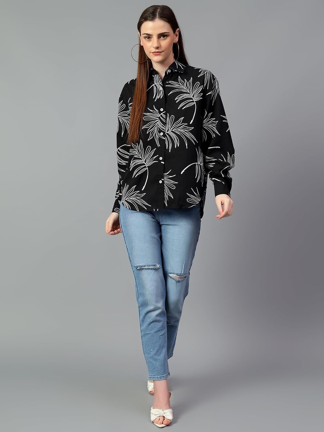 KOTTY Geometric Oversized Fit Womens Shirt