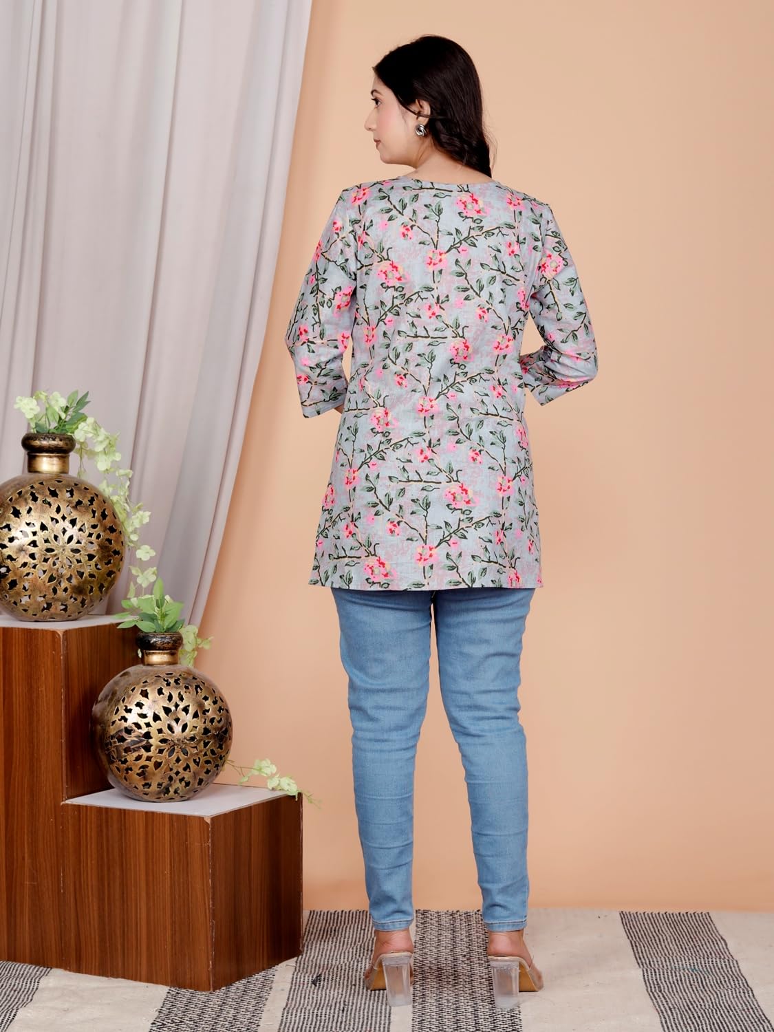 Women's Casual Jaipuri Cotton Printed Short Kurta