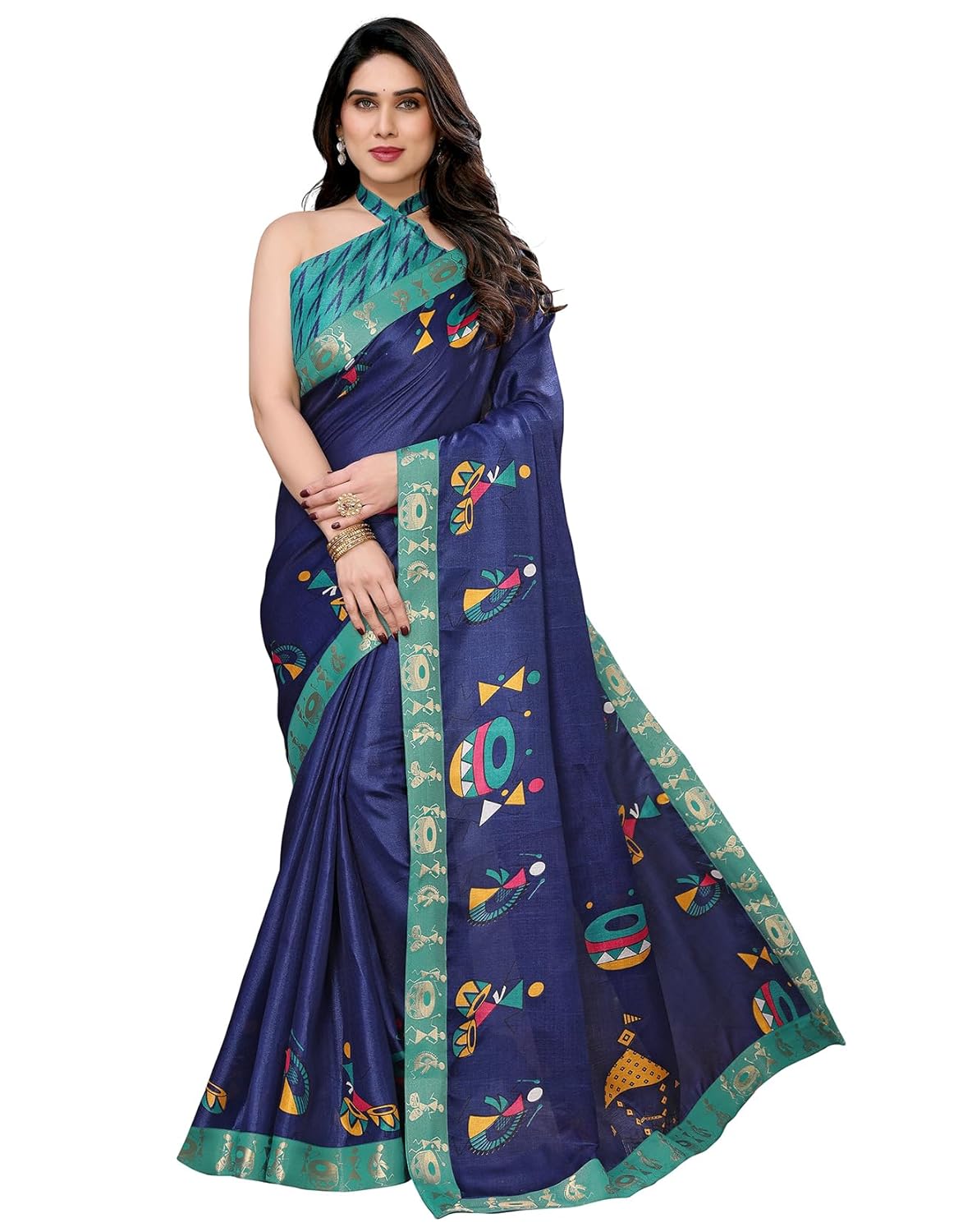 Yashika Women's Printed Kalamkari Art Silk Saree