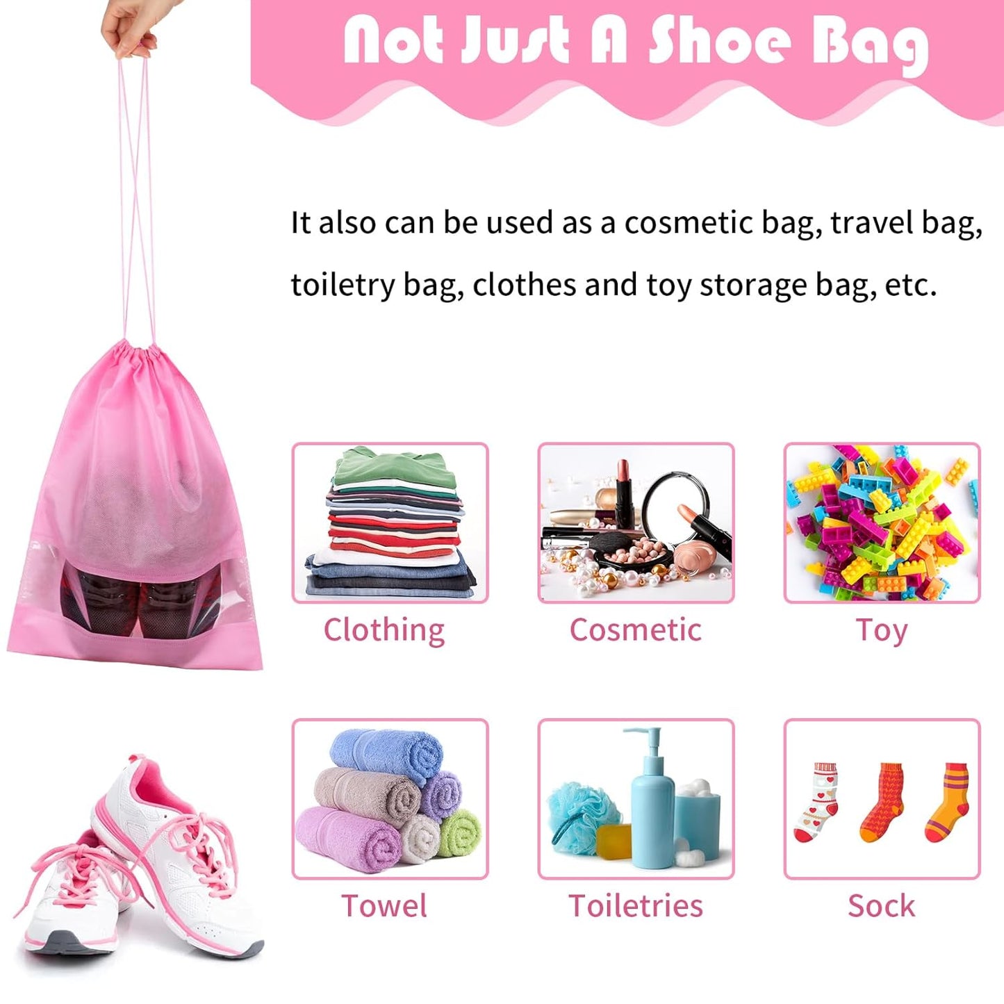 Shoe Bags for Travel, Drawstring Packing Bags, Dustproof