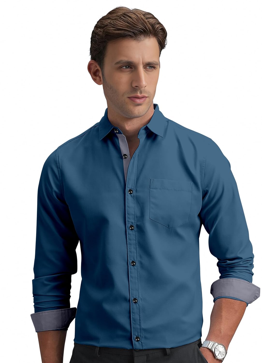 Shirt's Collection Solid Pattern Shirt(Contrast - Parent)