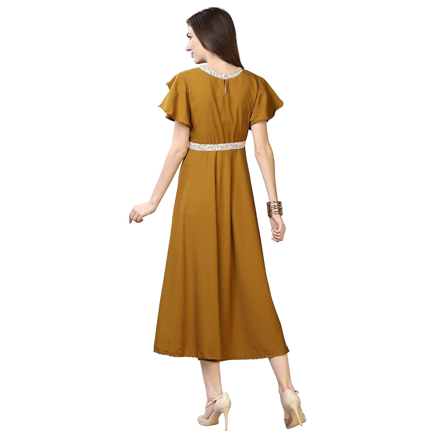 OOMPH! Women's Crepe A-Line Maxi Dress