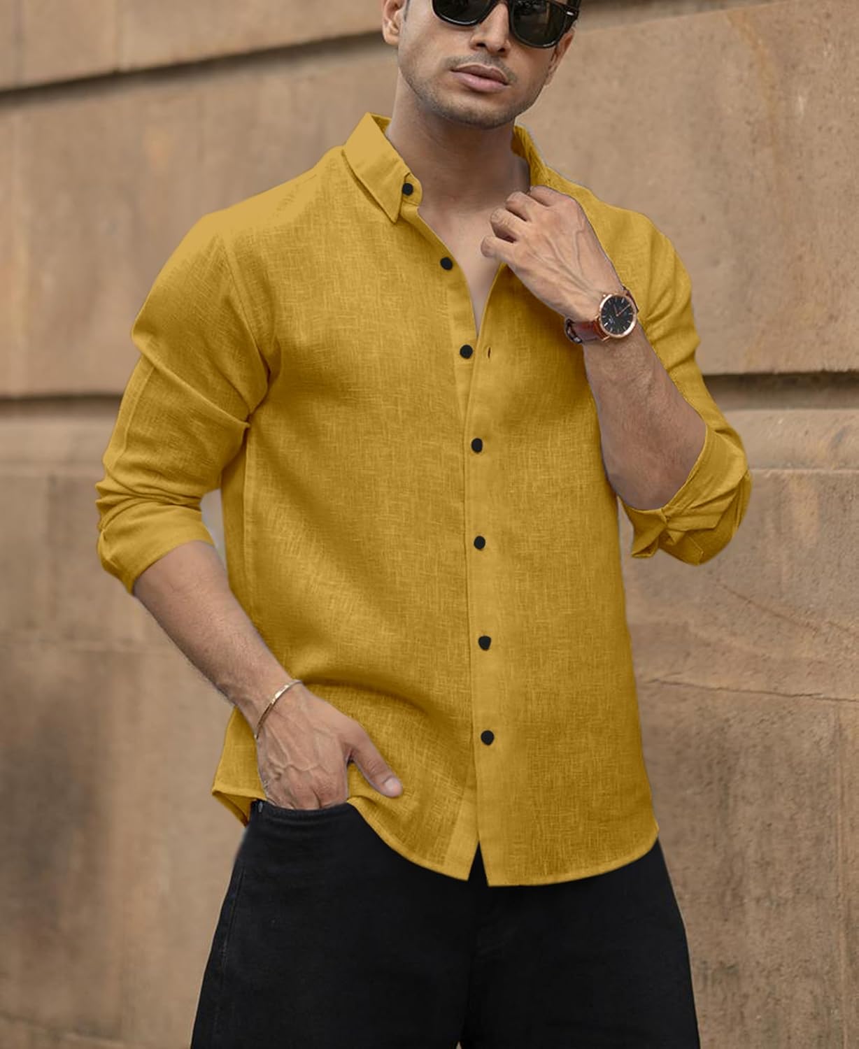 Men's Solid Linen Cotton Shirt | Casual | Plain
