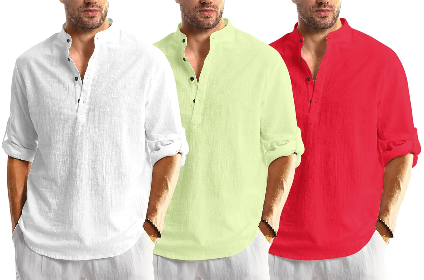 Men Solid Cotton Blend Straight Kurta Shirt Pack of 2