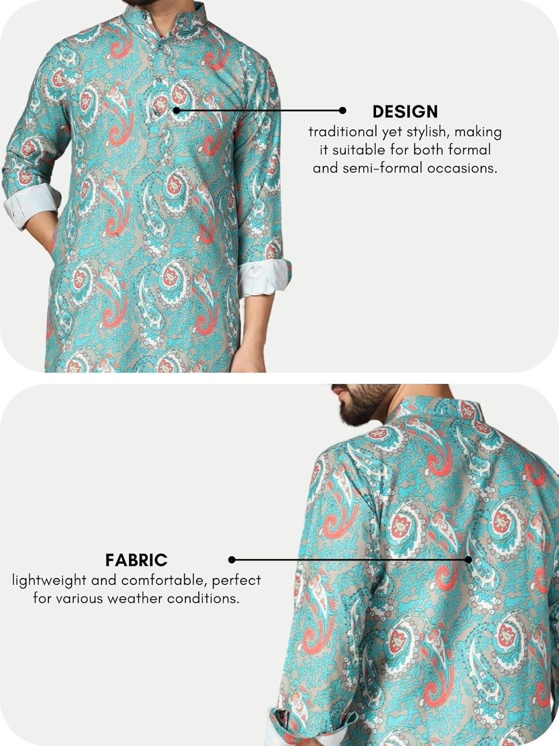 Leriya Fashion Men's Kurta | Rayon Printed Kurta