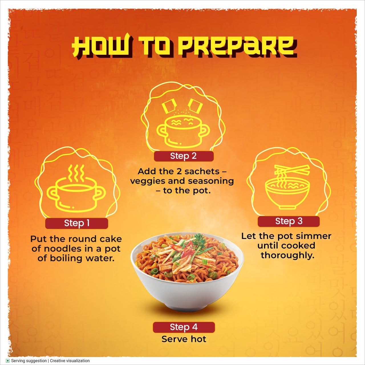 Sunfeast YiPPee! Korean Spicy Kimchi Style, Veg Korean Noodles, Long Non-Sticky Noodles with 5 Added Vegetables, 75g
