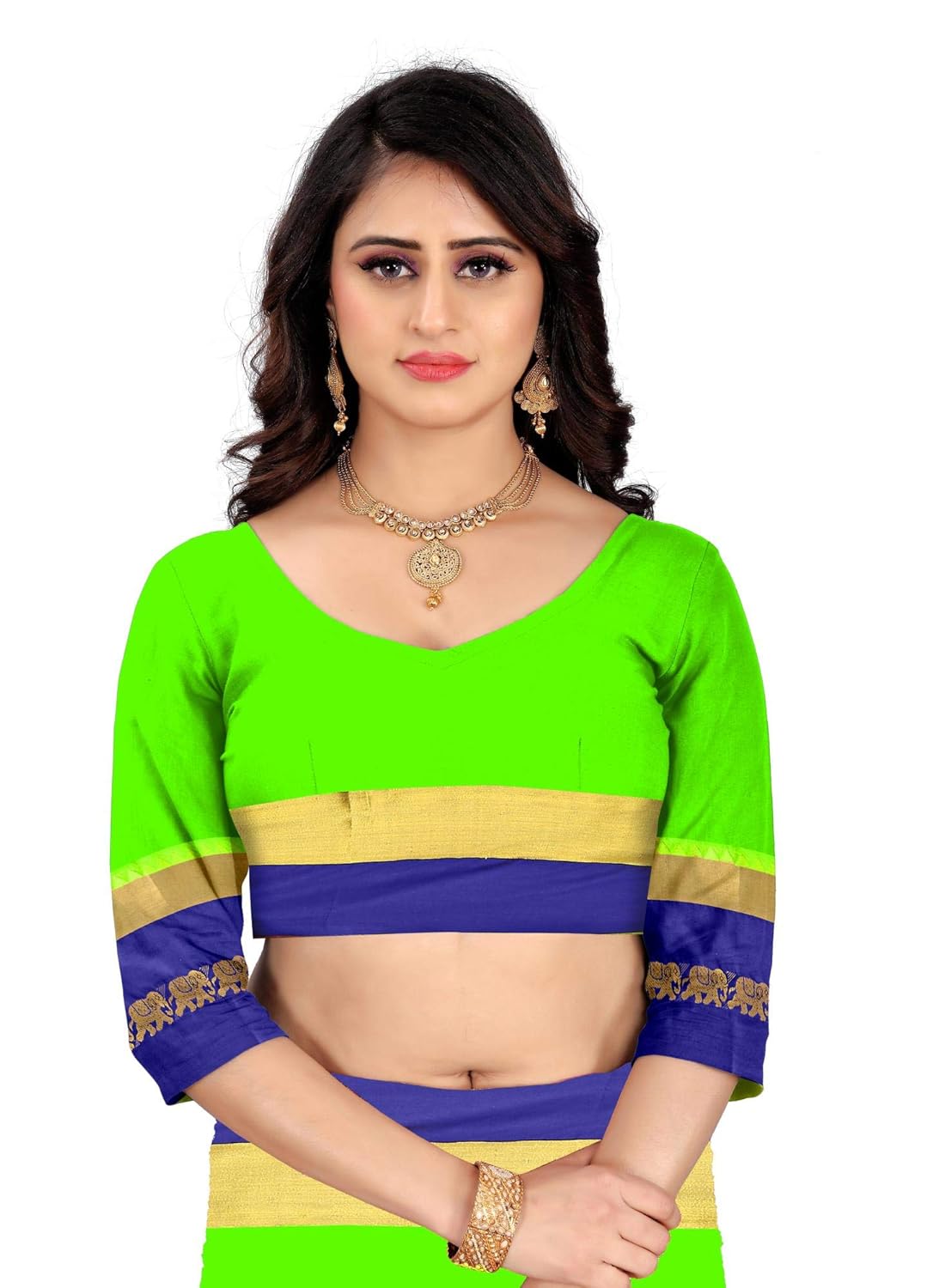 Women's Cotton Silk Plain Zari Work Designer Saree