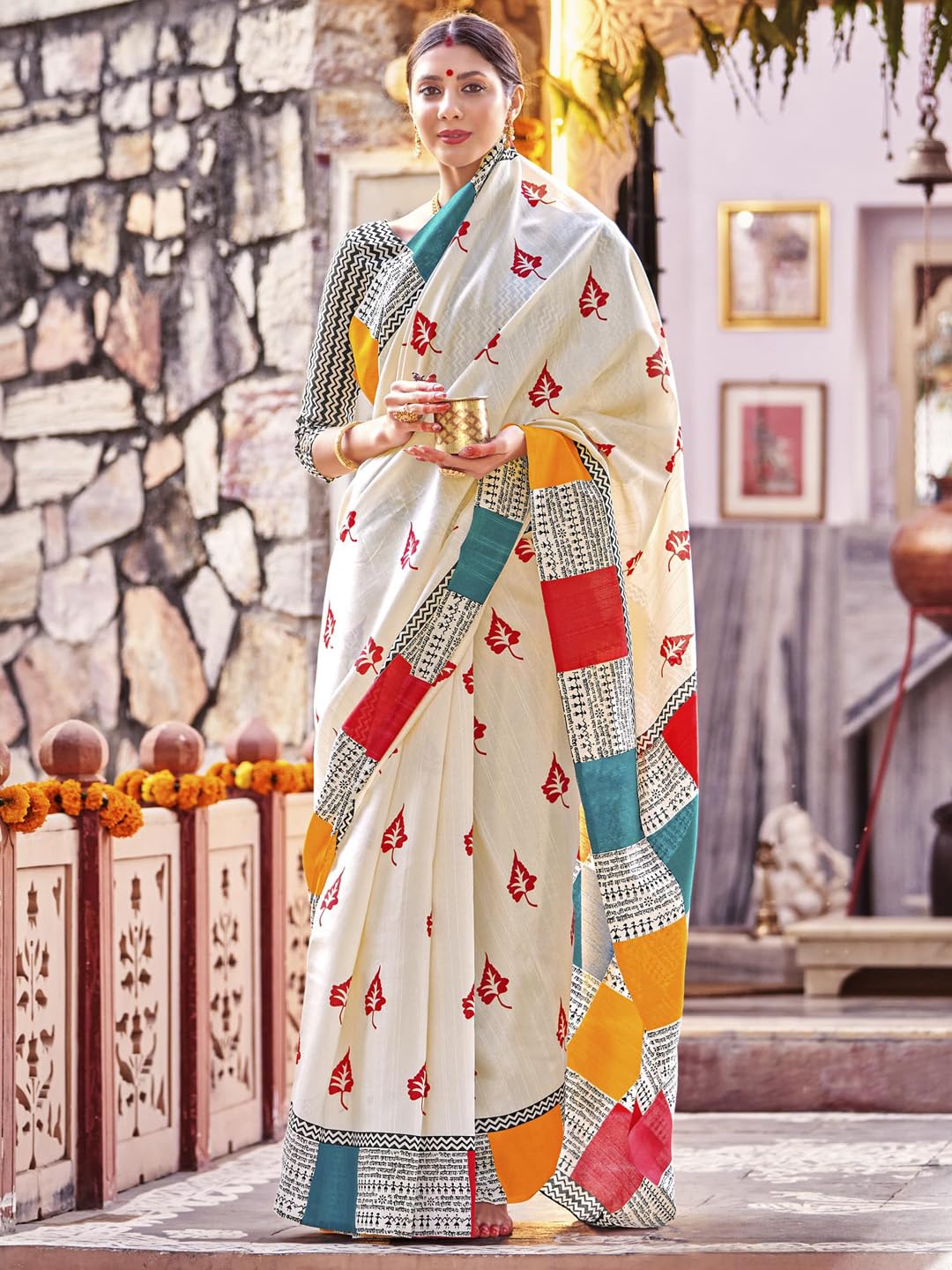 Women's Bhagalpuri Silk Ethnic Motif Printed Saree