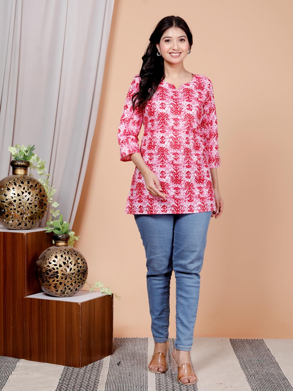 Women's Casual Jaipuri Cotton Printed Short Kurta