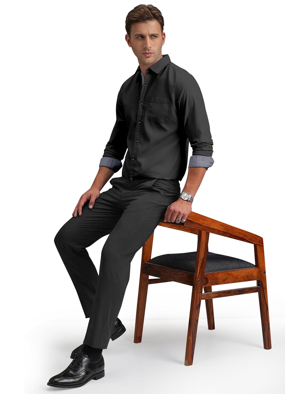 Shirt's Collection Solid Pattern Shirt(Contrast - Parent)
