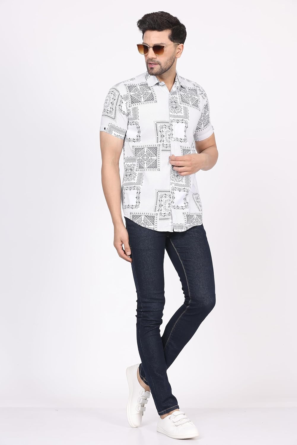 CVC Men's Regular Fit Half Sleeve Printed Shirt